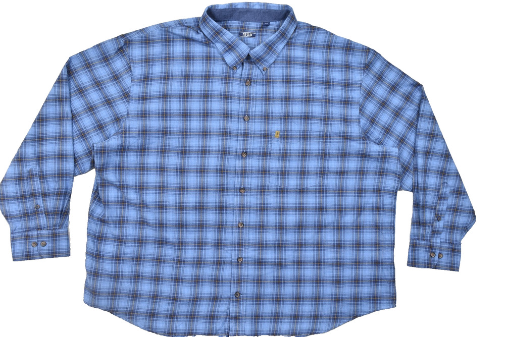IZOD Men's Size 3XB Blue Plaid Long Sleeve Button Down Shirt Cotton Blend Big &